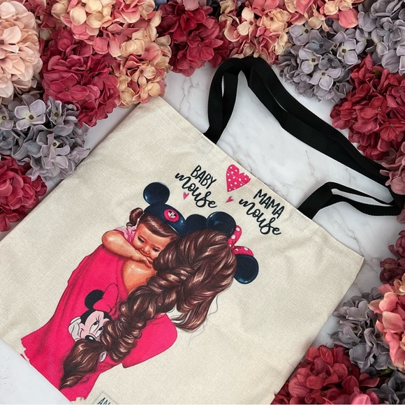 Eco-Friendly Mama Minnie Mouse with Little Baby Mouse Folding Tote Bag - Picture 4 of 15